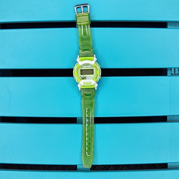 Sesame Street Oscar The Grouch Digital Watch Transparent Lime Green - Picture 2 of 2